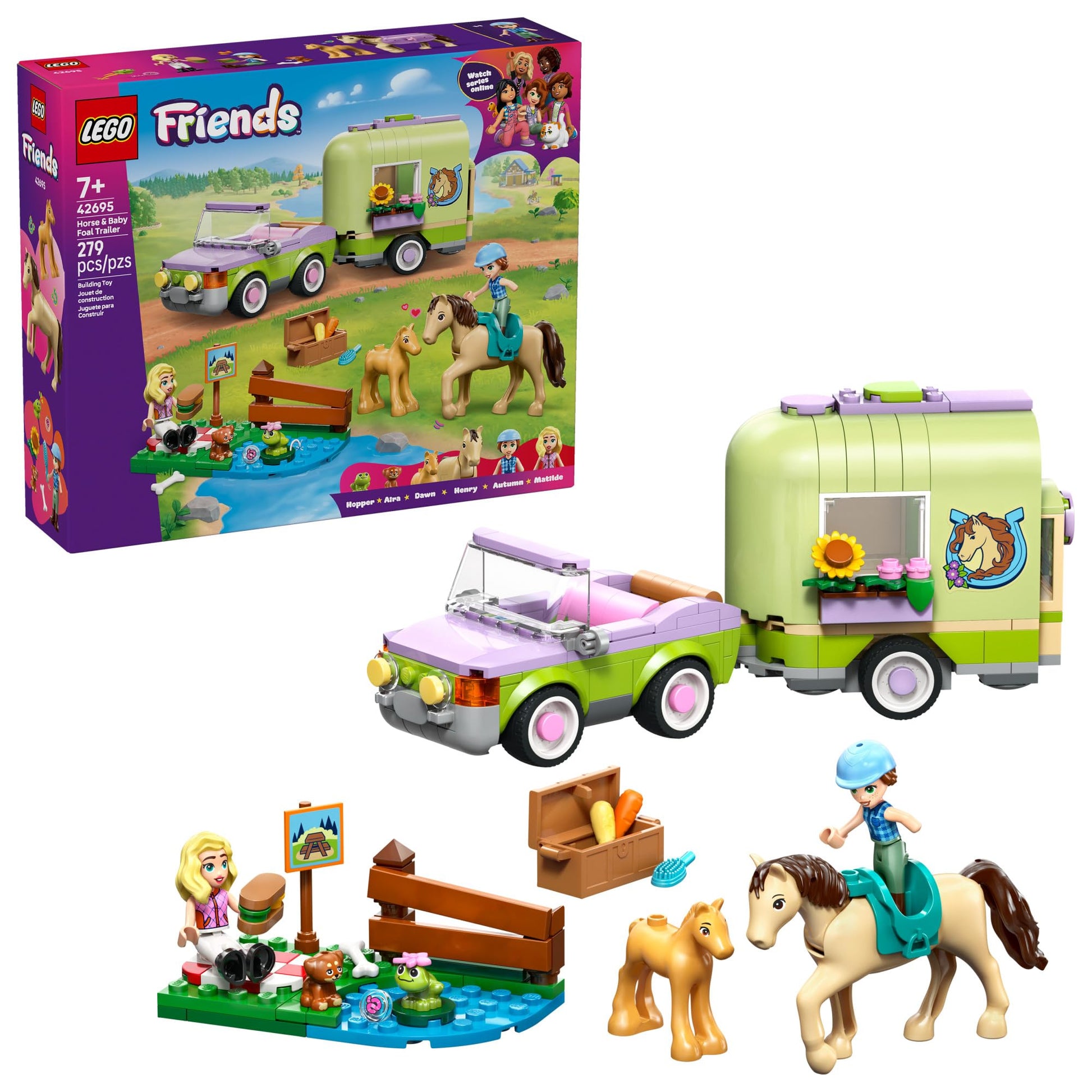 LEGO Friends Horse & Baby Foal Trailer Building Toy for Girls & Boys - Pretend Play Set for Kids, Ages 7+ - W/Autumn & Matilde Minidolls, Toy Animals