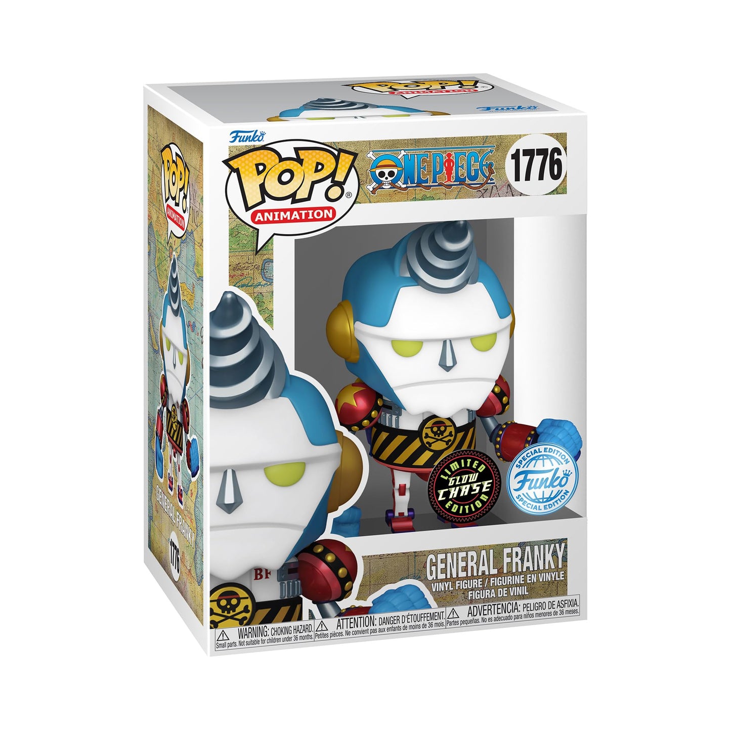 Funko Pop! Animation: One Piece - General Franky - 1 out of 6 Chance of Having a Rare Chase Variant - Glow in the Dark - Gift Idea