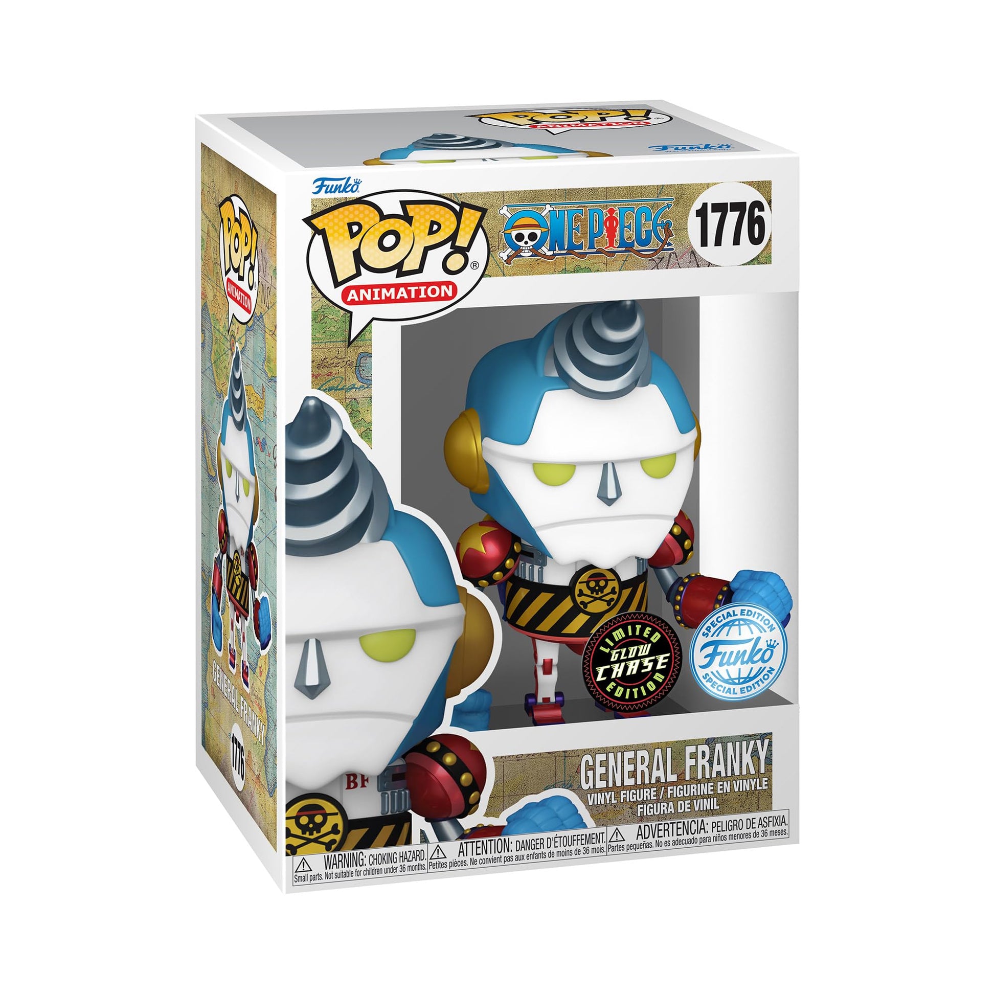 Funko Pop! Animation: One Piece - General Franky - 1 out of 6 Chance of Having a Rare Chase Variant - Glow in the Dark - Gift Idea