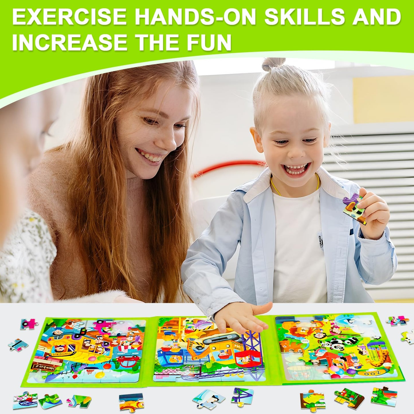 Magnetic Puzzles for Kids Ages 4-8, 3 in 1 Cartoon Jigsaw Puzzle Book, Toddlers Travel Puzzles Toys, Preschool Learning Toy for Children 3-8 Year