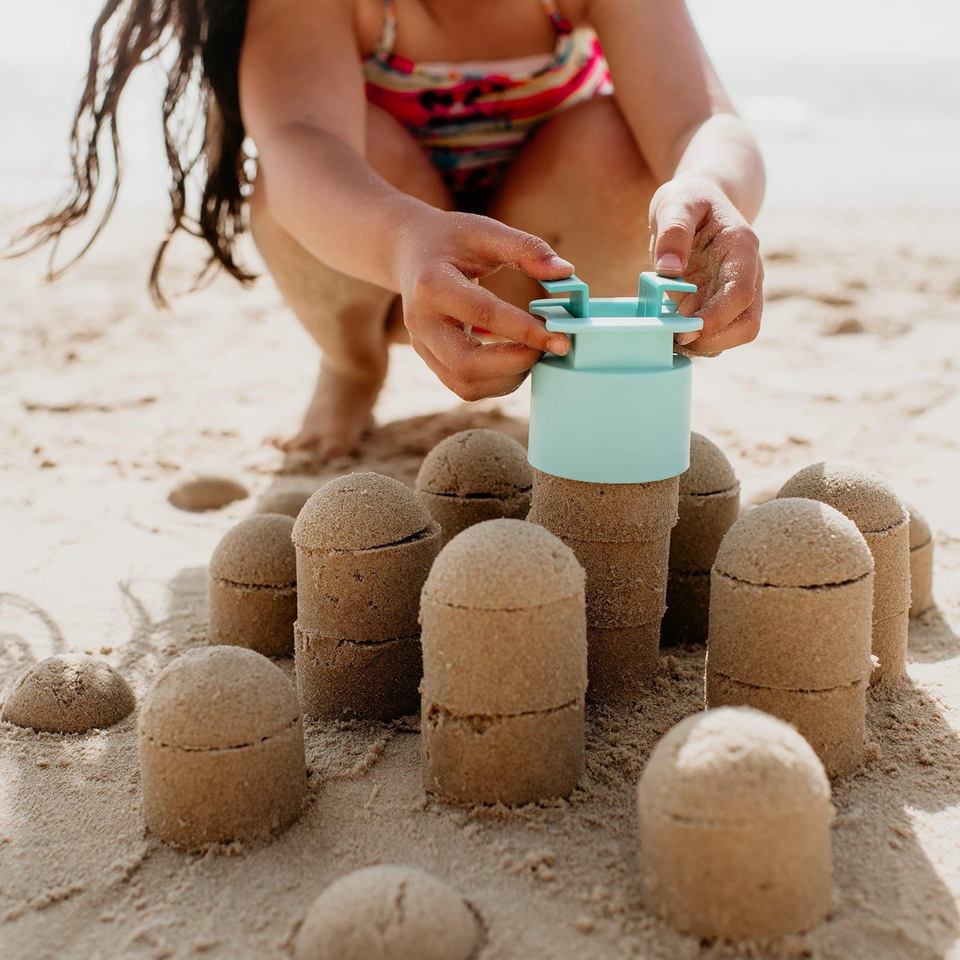 Sand Pal Beach Toys for Kids Ages 3-12 Sand Castle Molds, 9 PCS w/Mesh Bag
