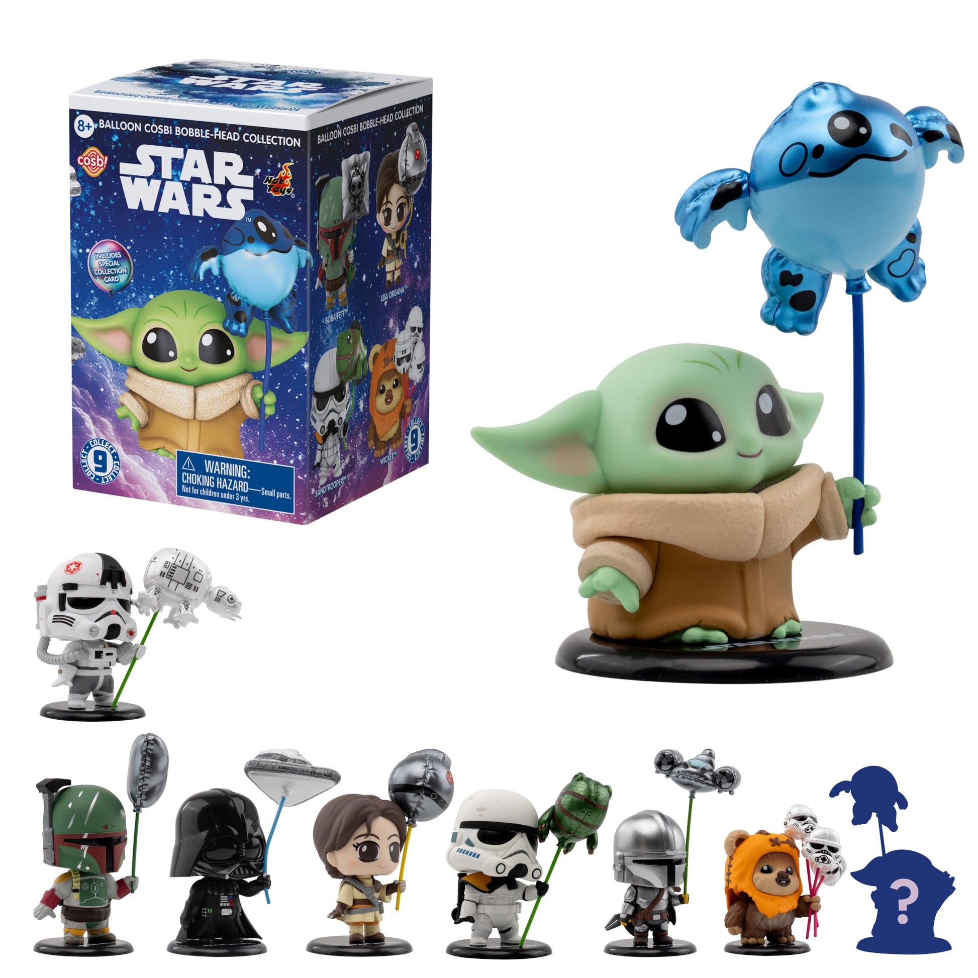 YuMe Star Wars Balloon Cosbi Bobble Head | Blind Box Collectible Mini Figure | Collect All 9 Characters (8 Plus 1 Rare Chase) | Official Star Wars