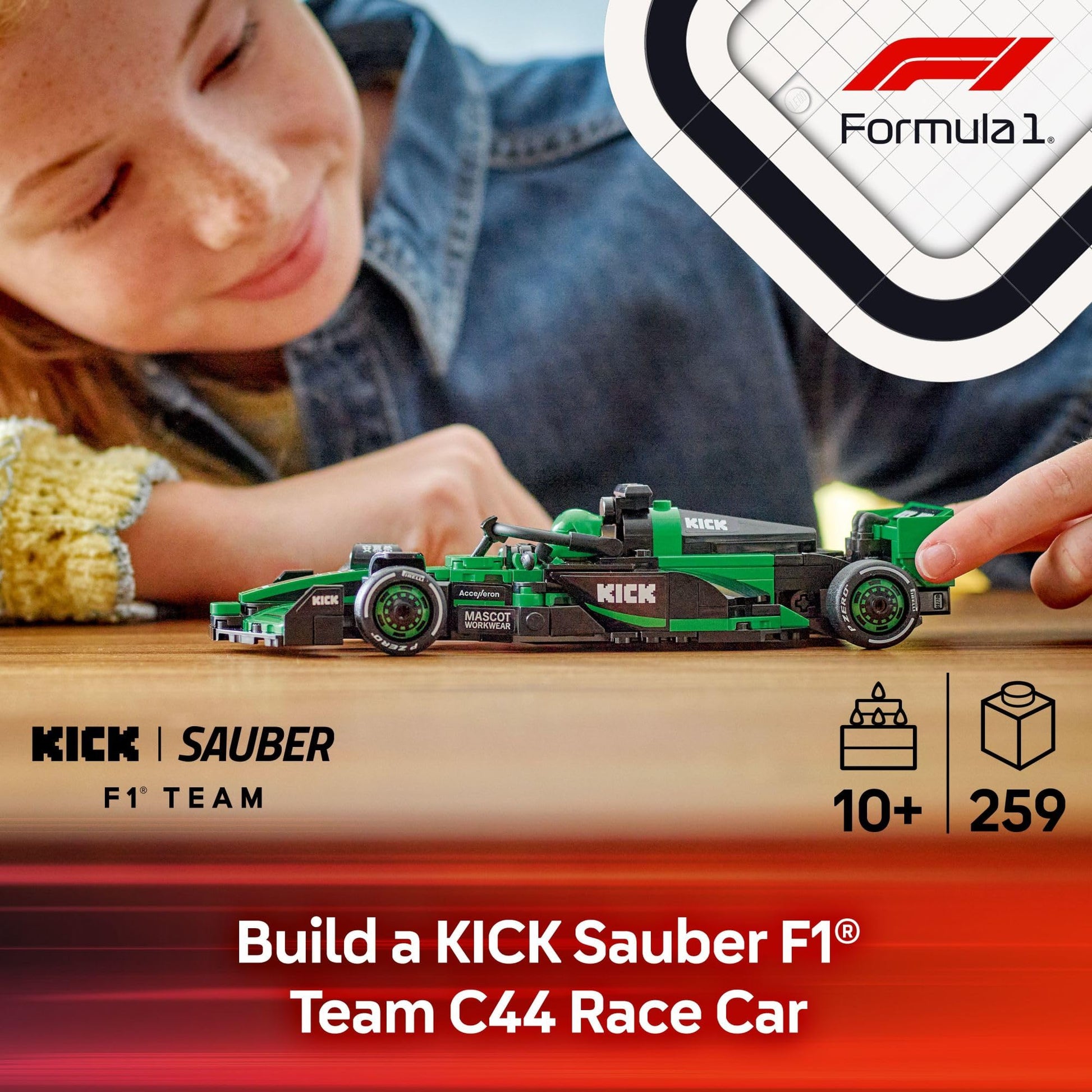 LEGO Speed Champions Kick Sauber F1 Team C44 Race Car Toy - Building Set for Kids, Boys & Girls, Ages 10+ - Toy Car for F1 Fans - Gift Idea for