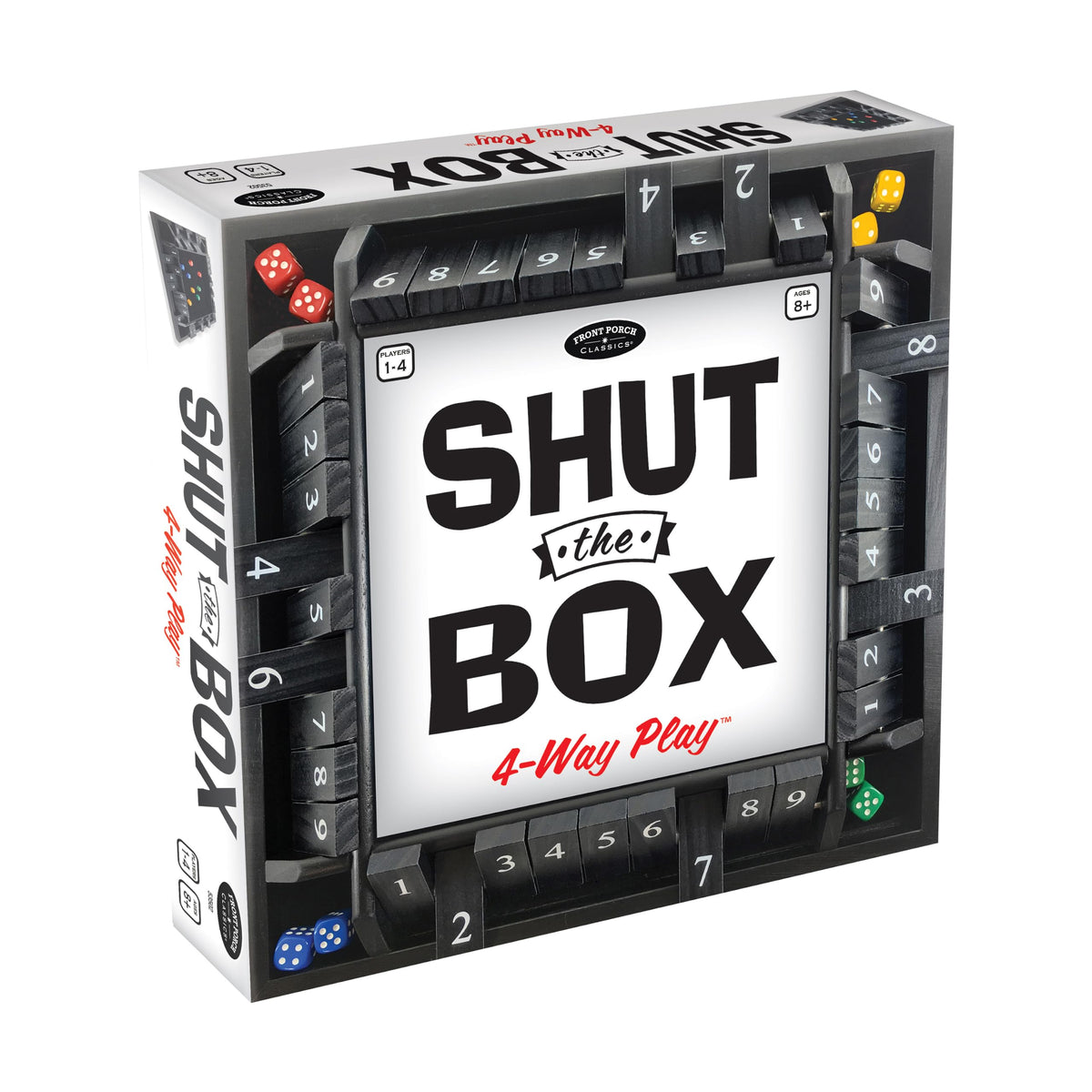 University Games Board Game Shut-The-Box 4 Way Play Multi, 14"