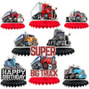 LIANGSS 8-Piece Heavy Duty Truck Theme Honeycomb Centerpieces for Kids - Semi Truck, Baby Shower, Birthday, Traffic Party Honeycomb Tabletop