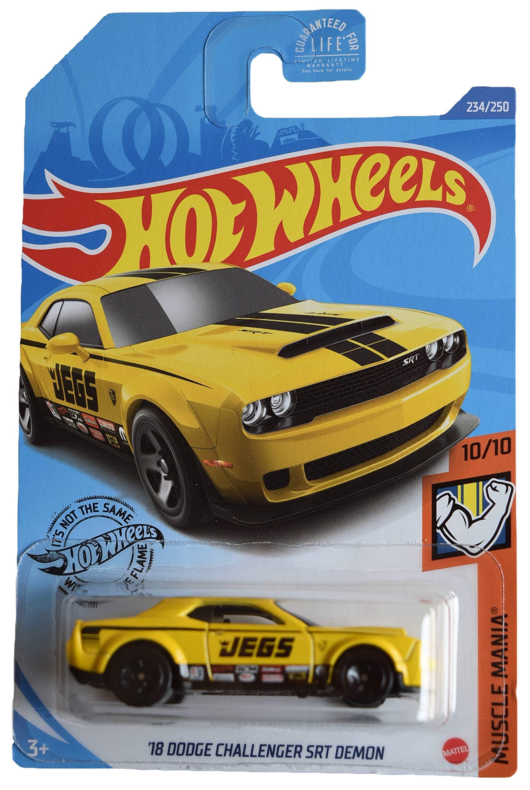 Hot Wheels '18 Dodge Challenger SRT Demon, [Yellow] 234/250 Muscle Mania 10/10