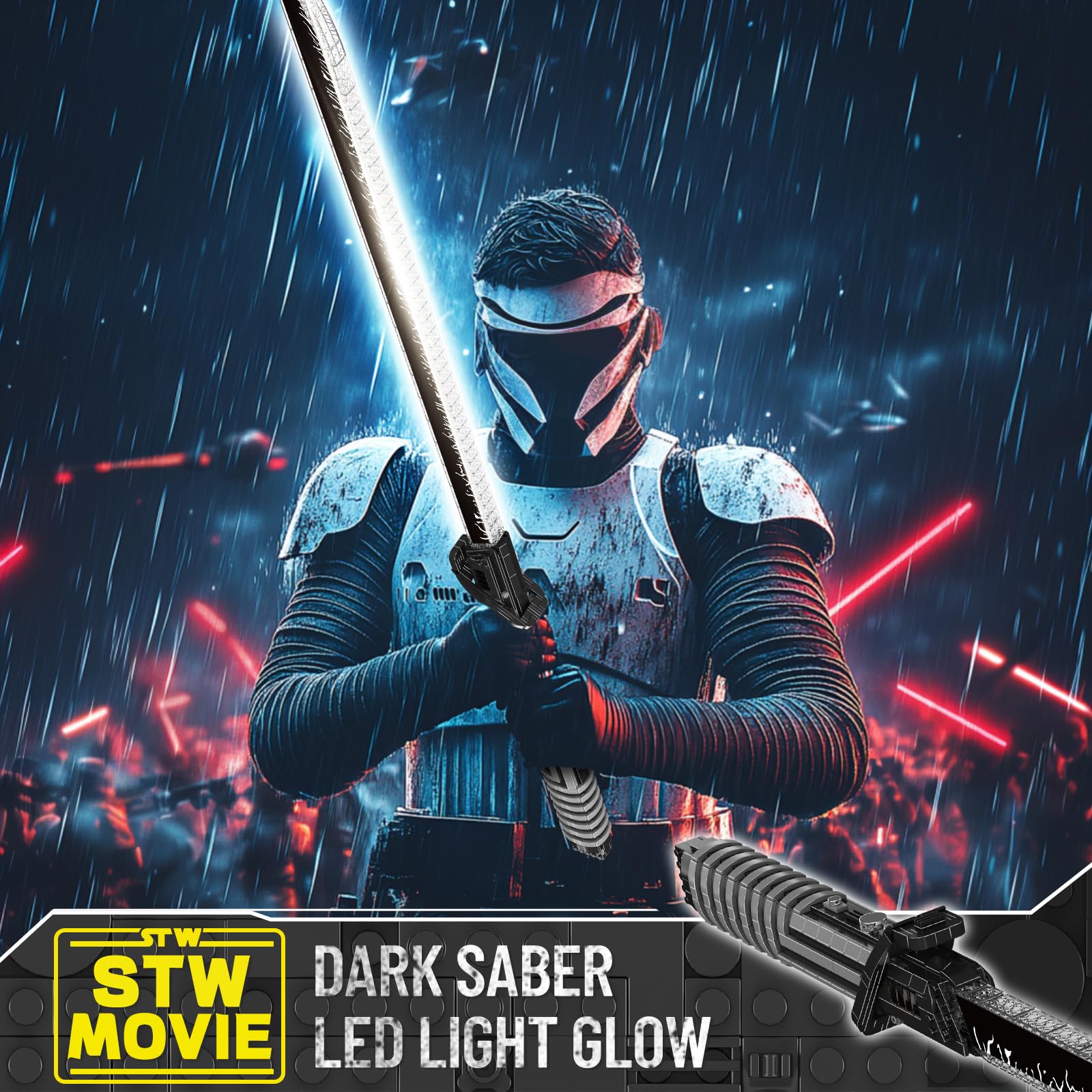 Mould King 10138 Lightsaber Building Toy, Darks Sword Glows Saber Dueling with Stand, Anime Cosplay Swords Building Set for Age 14+/Adults Collection