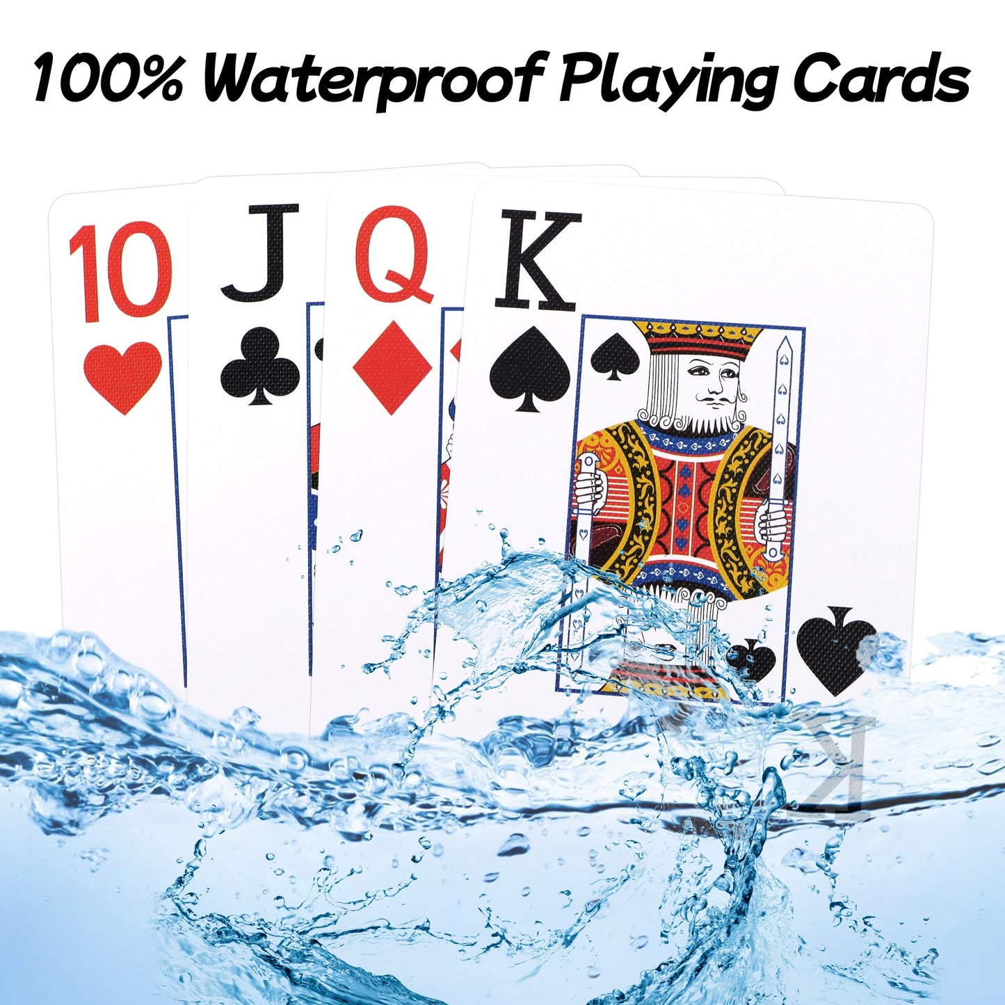 Metsyth Plastic Playing Cards 2 Pack Waterproof Poker Card,Jumbo Large Print Playing Cards for Adults Seniors,2 Decks of Cards Set Poker Size Cards