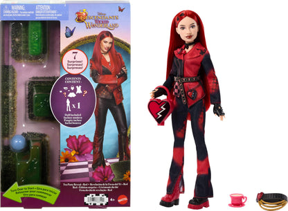 Mattel Disney Descendants: Wicked Wonderland Tea Party Reveal with 7 Surprises, a Red Fashion Doll in Movie Inspired Clothes & Accessories