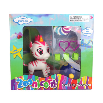 Zoonicorn Aliel Dress-Up Pink, 5in Interactive Figure with Green Shoes