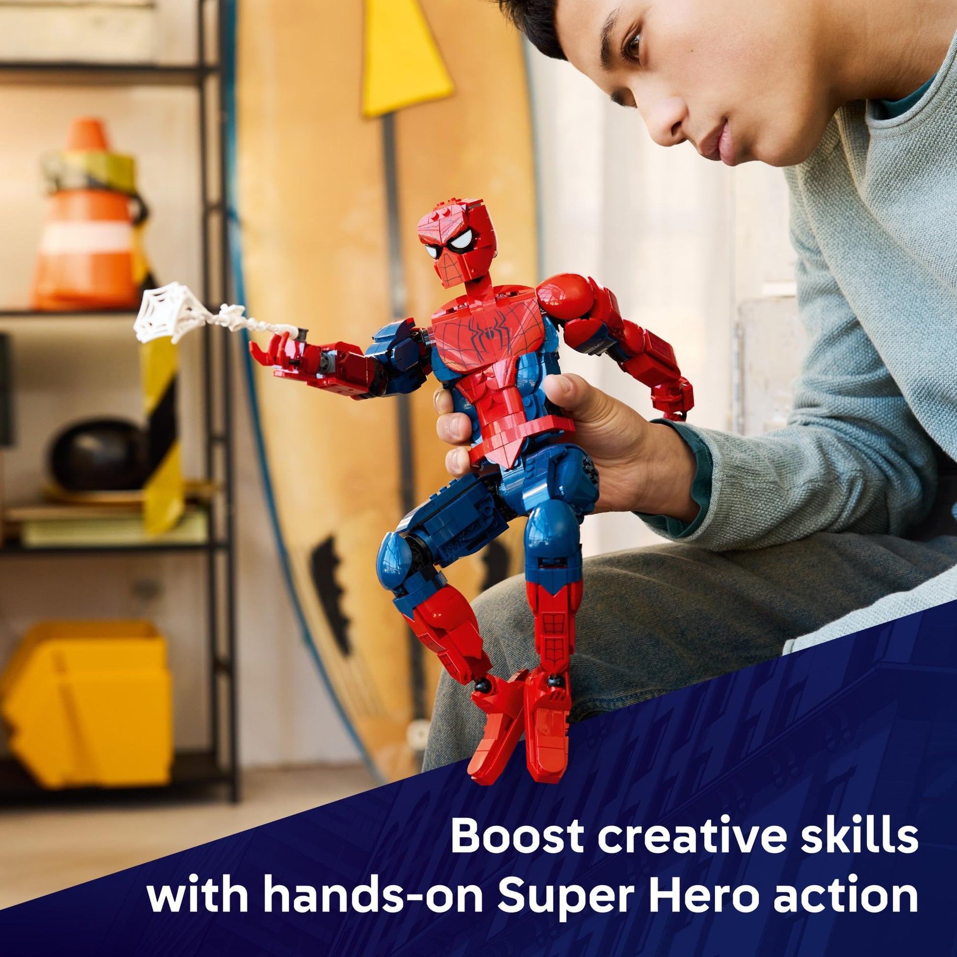 LEGO Marvel Spider-Man Hero Figure - Super Hero Building Toy for Boys & Girls, Ages 12+ - Posable Kids Bedroom, Bookshelf or Desk Decor - Gift