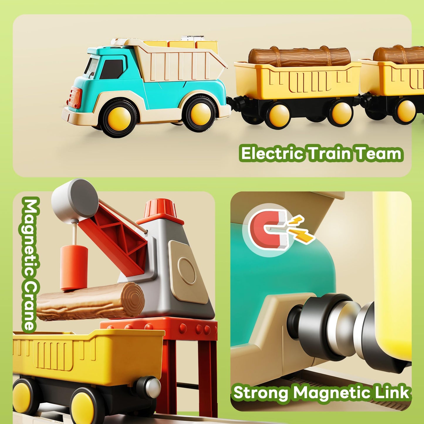 iPlay, iLearn 62PCS Kids Construction Track Toy Train Set, Kids Gift 3-7