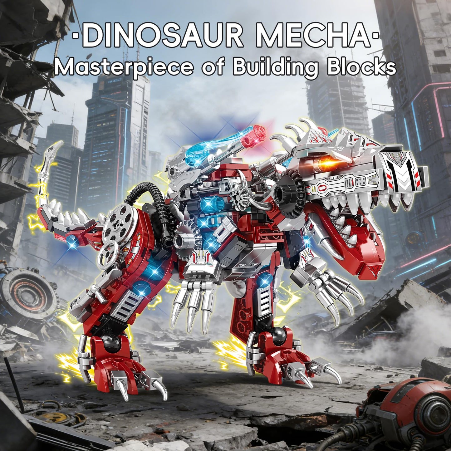 JYLWSMHU 2 in 1 Dinosaur Building Blocks Set 422 PCS Transforming Mech T Rex Robot STEM Construction Model Educational Puzzle Toy for Adults and Teens