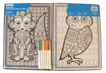 Creatology 2 Poster Set ~ Animal Playtime (Foxy Fun + Wise Owl; 11" X 15"; 1 Fuzzy, 1 Standard)