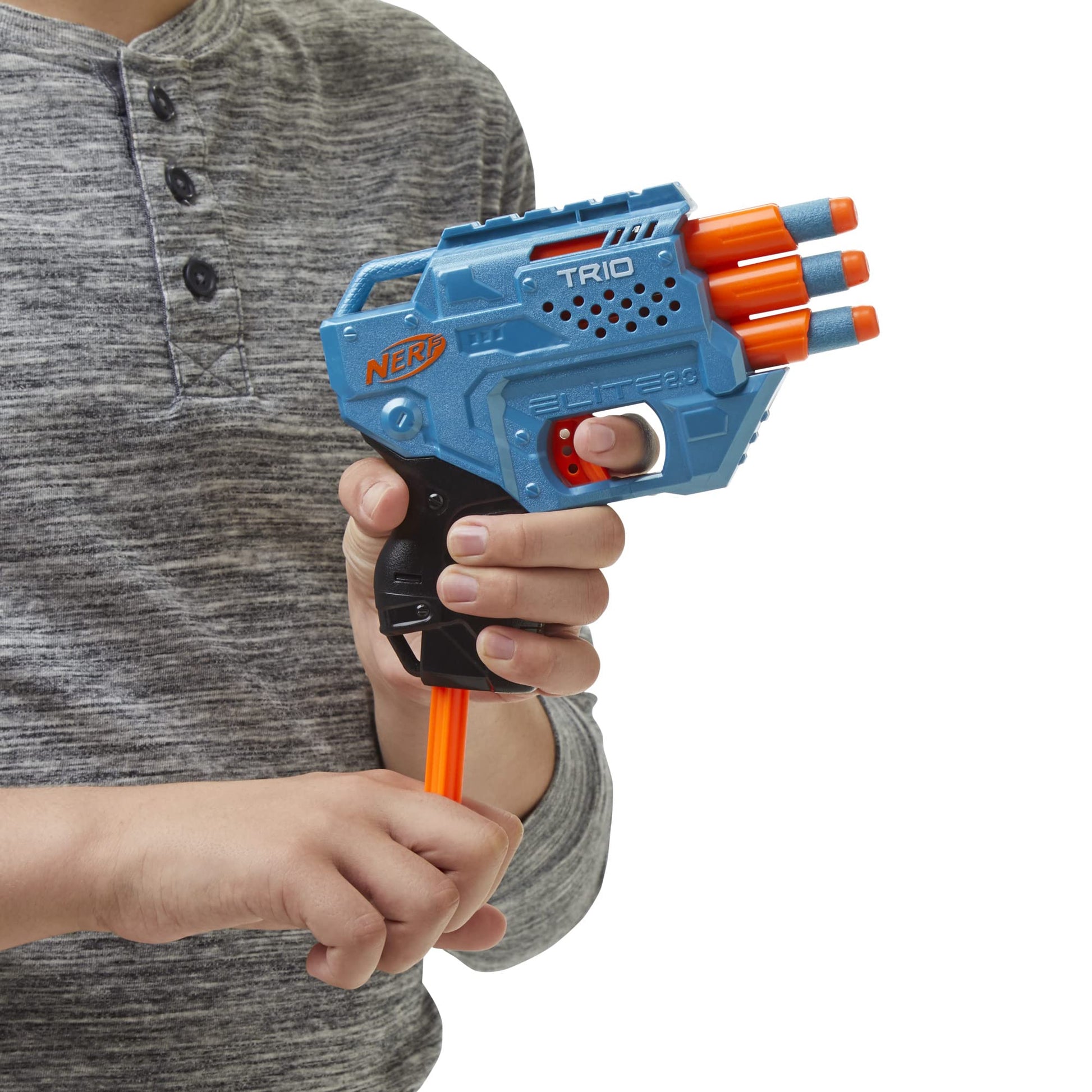 Nerf Elite 2.0 Trio SD-3 Blaster - Includes 6 Official Darts - 3-Barrel Blasting - Tactical Rail for Customizing Capability