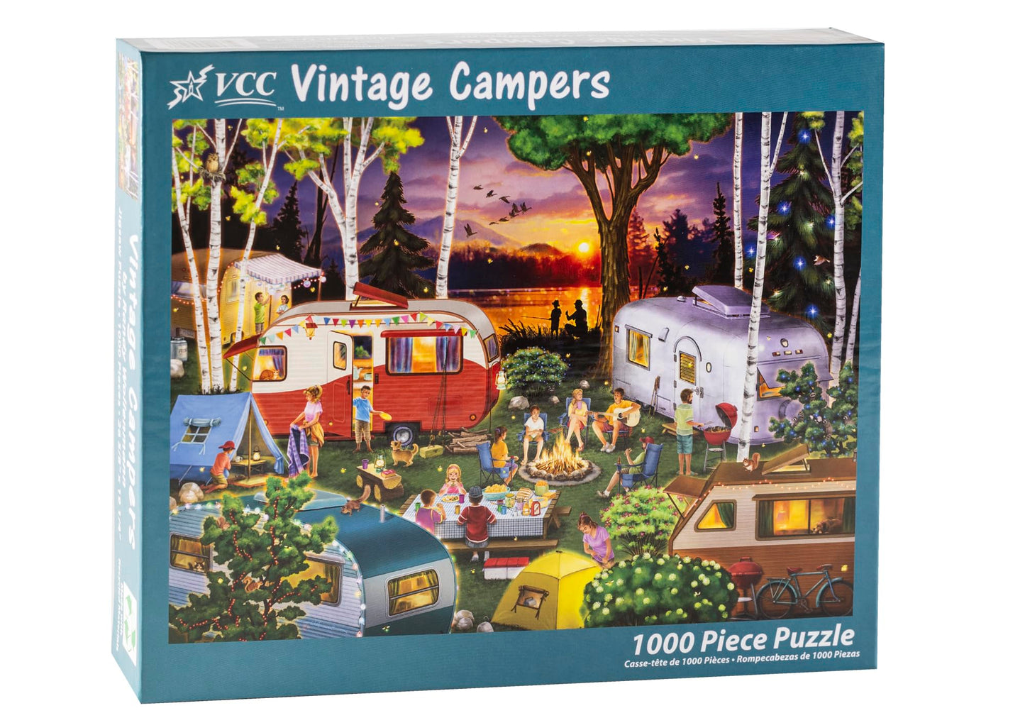 Vintage Campers Jigsaw Puzzle 1000 Piece by Vermont Christmas Company - Camping Puzzles for Adults & Families - Fully Interlocking & Randomly Shaped