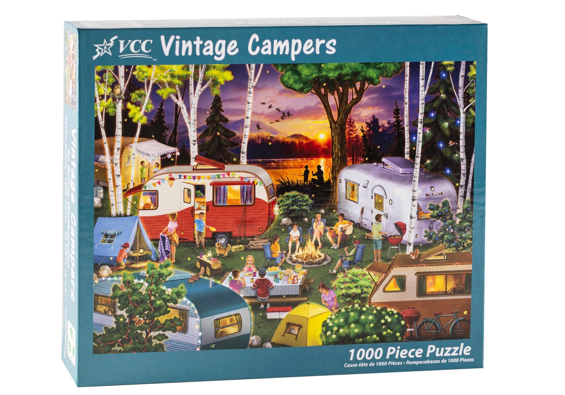 Vintage Campers Jigsaw Puzzle 1000 Piece by Vermont Christmas Company - Camping Puzzles for Adults & Families - Fully Interlocking & Randomly Shaped