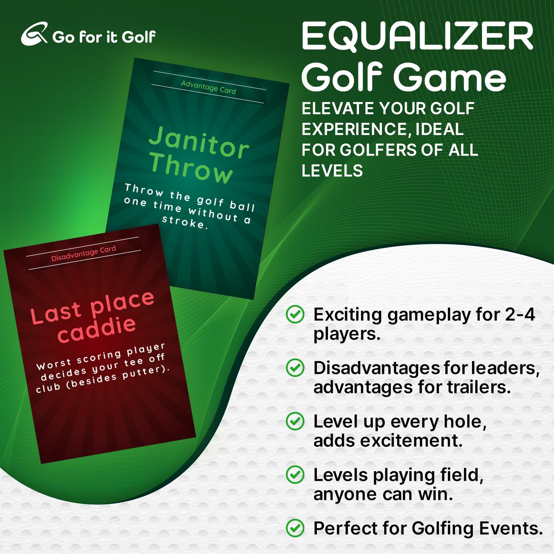 Go For It Golf Equalizer: On-Course Golf Card Game, Interactive Fun for Every Hole, Skill-Level Equalizing Cards, Elevate Your Golf Experience, Ideal