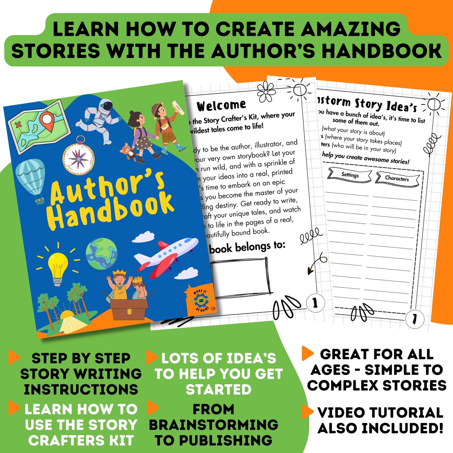 Story Crafters - Book Making Kit for Kids - with Custom Printed Hardcover Storybook - Write Draw a Storybook - Gift for Creative Kids - Novel Writing