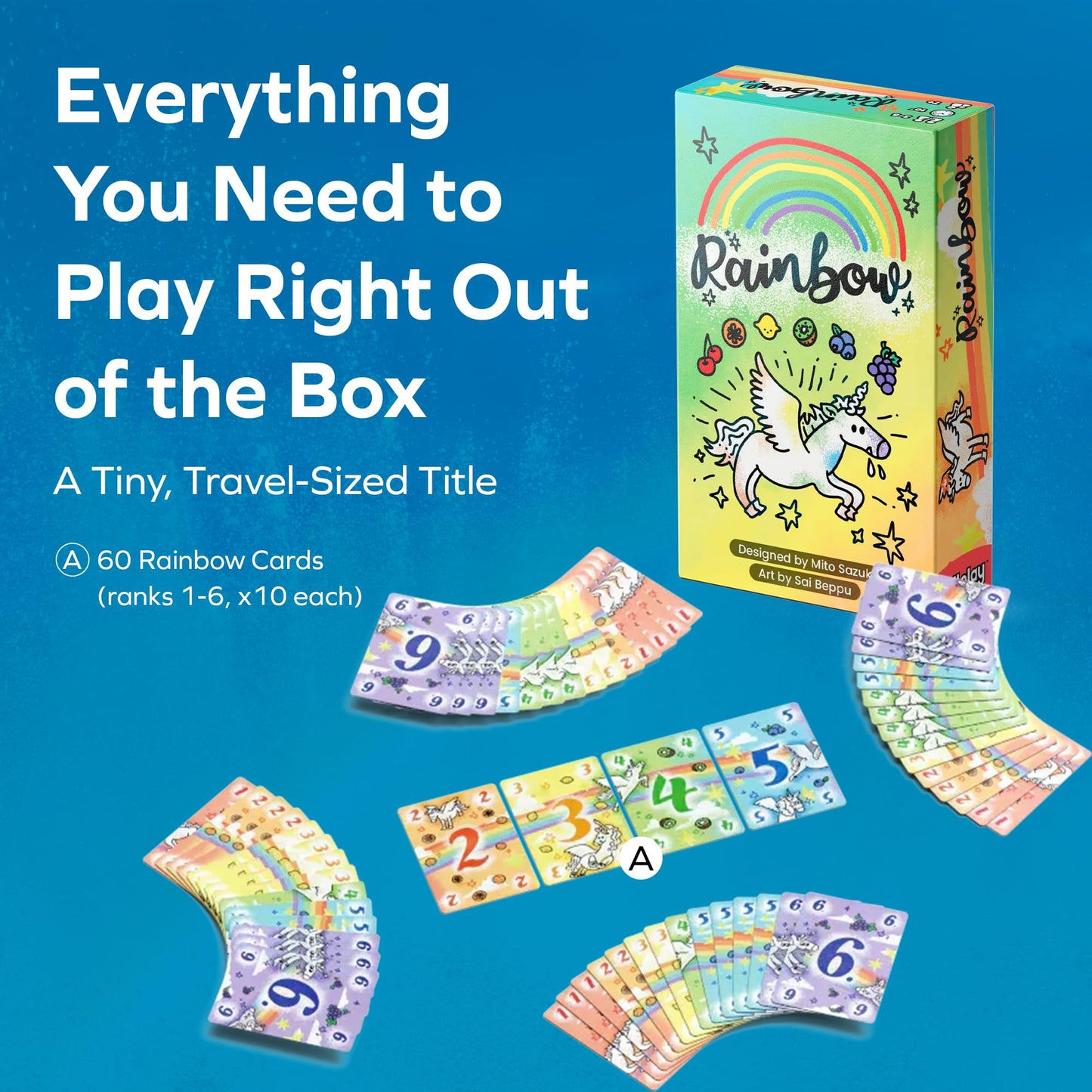 ALLPLAY Rainbow Board Game - Tiny Box Hand Management Card Game for 2-6 Adults and Families - Quick-Playing - Fits in Your Pocket - Points Change in