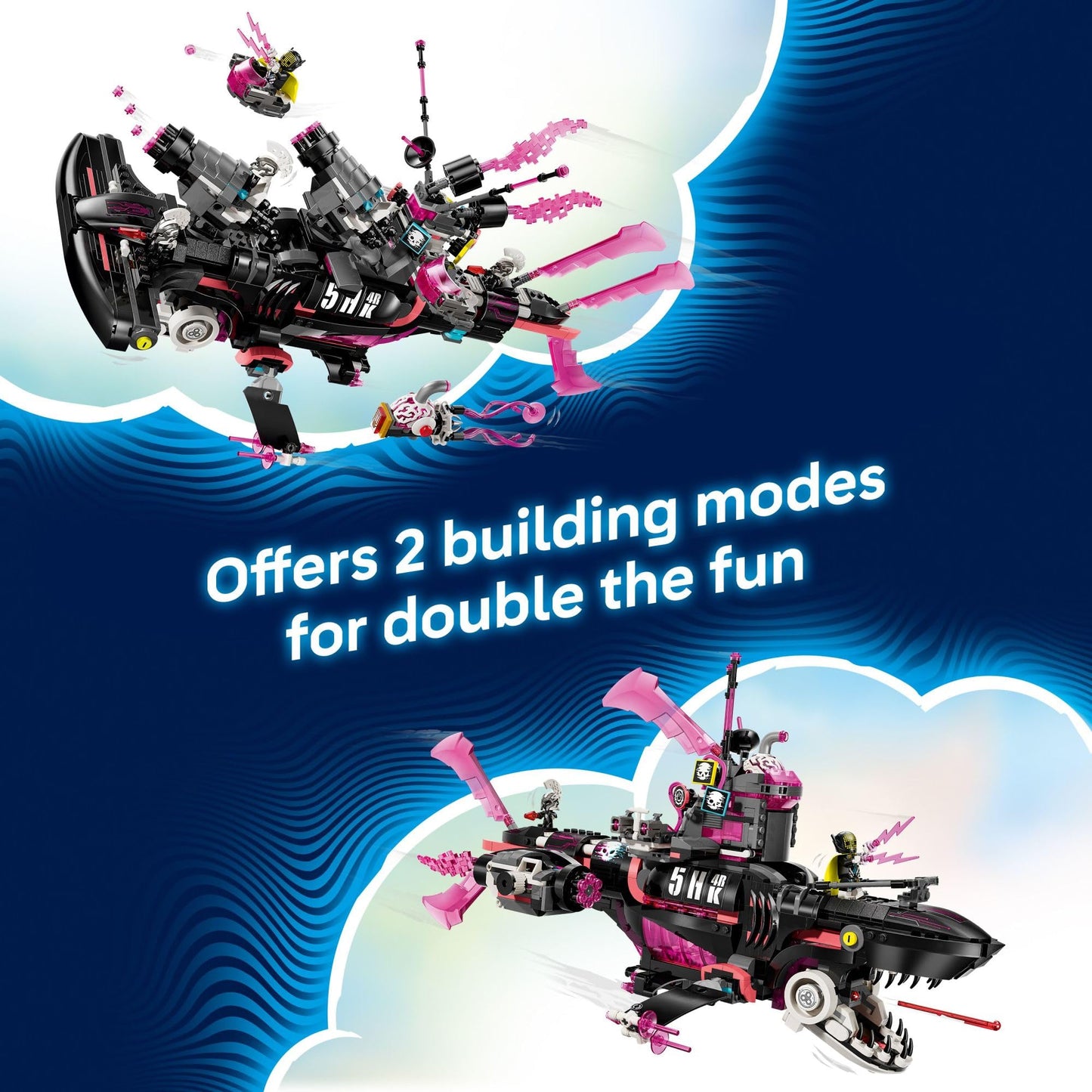 LEGO DREAMZzz Nightmare Shark Submarine Building Toy for Kids - Pretend Play Set & Figures for Boys & Girls, Ages 9+ - Rebuild as a Battleship or