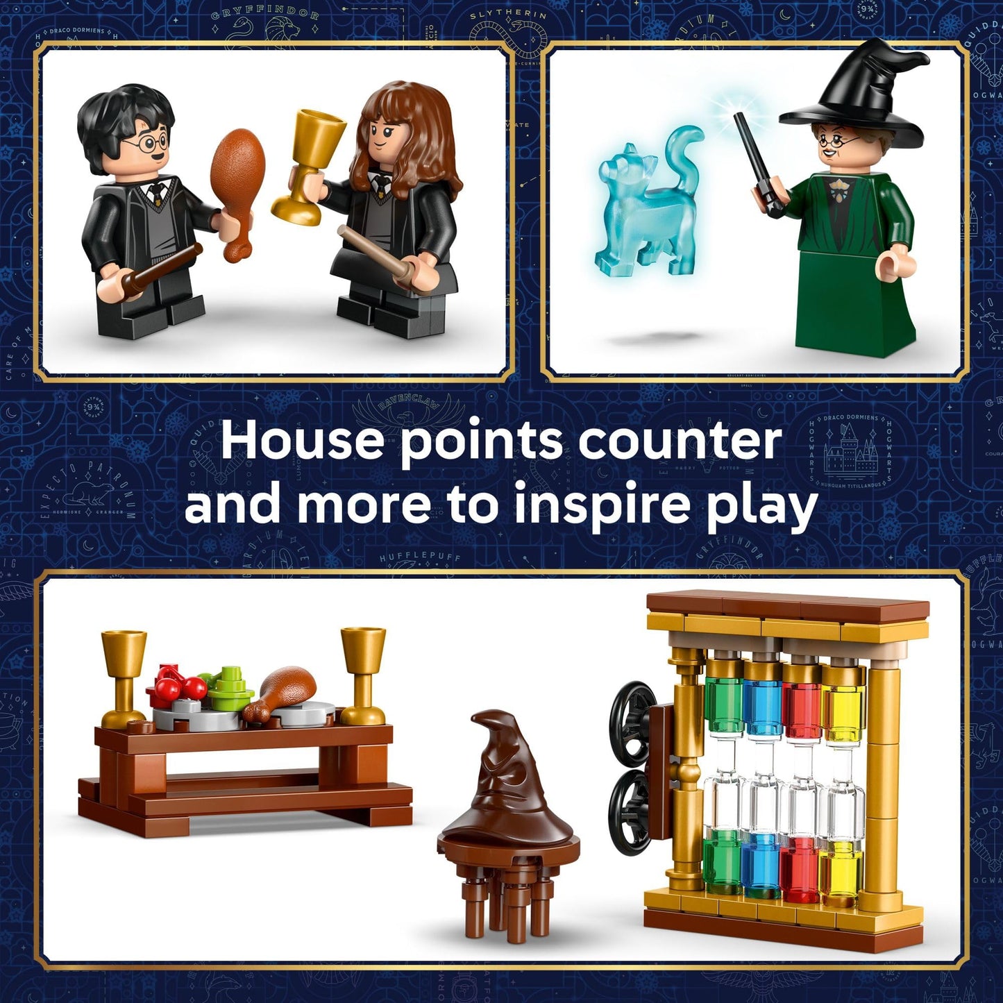 LEGO Harry Potter Hogwarts Castle: Sorting Hat Ceremony Building Toy for Boys, Girls - Pretend Play Set for Kids, Ages 7+ - W/4 Minifigures & Cat