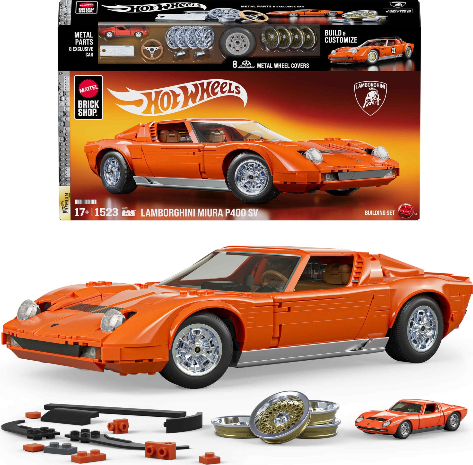 Mattel Brick Shop Hot Wheels Lamborghini Miura P400 SV Building Toy Kit