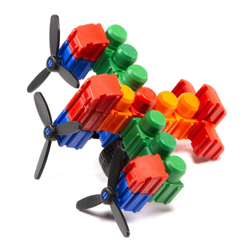 Snapo Jr. Advanced Builder's Kit - 80 pcs - Colorful Blocks & Wheels, Connect On All 6 Sides, 3D Building Toy, Snap-Slide-Rotate, Toddlers Kids 18mo+