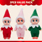 JOYIN Christmas 3PCS Tiny Elf Doll Christmas with 1 red,1 Green and 1 Pink elf Doll,Holiday Decoration Accessories Tiny Gift for Girls Boys Kids