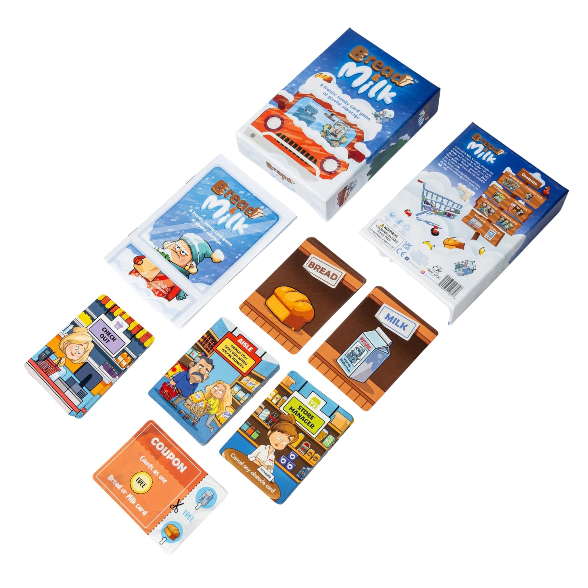 Gray Dog Games Bread & Milk Family Card Game, Grocery Shopping Sabotage, 8+, 2-4 Players