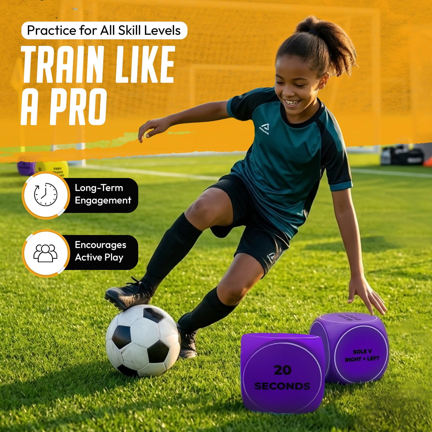 KickCubez Soccer Training Dice for Boys & Girls 8-12