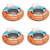 Bestway CoolerZ Rapid Rider Inflatable Blow Up Pool Chair Round Inner Tube with Cupholders, Handles, and All-Around Grab Rope, Orange (4 Pack)