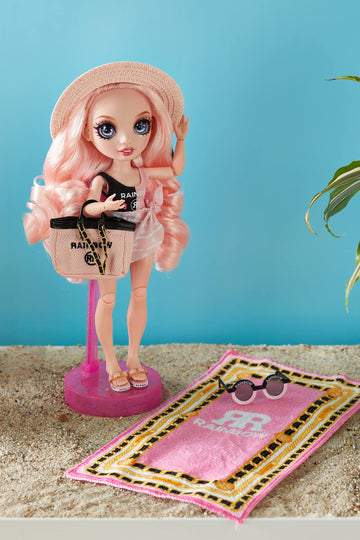 Rainbow High Pacific Coast Bella Parker- Pink Fashion Doll with 2 Designer Outfits, Pool Accessories Playset, Interchangeable Legs, Toys for Kids, for