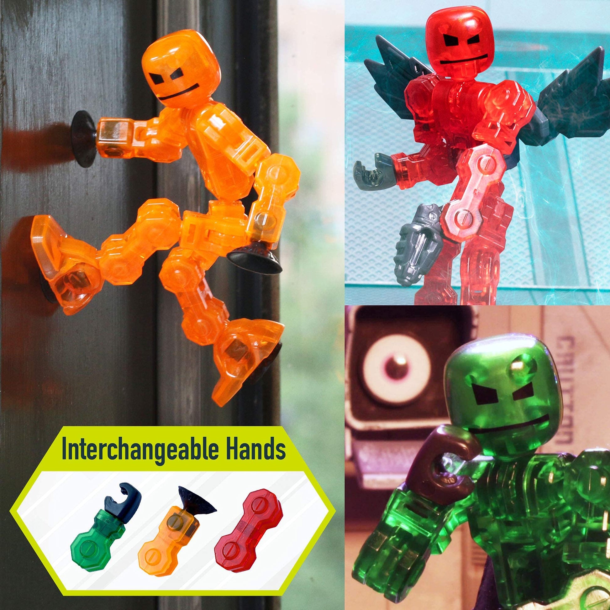 Zing Klikbot, Complete Set of 4 Poseable Action Figures with Weapons, Translucent, Create Stop Motion Animation, for Ages 6 and Up (Series 1 Heroes)