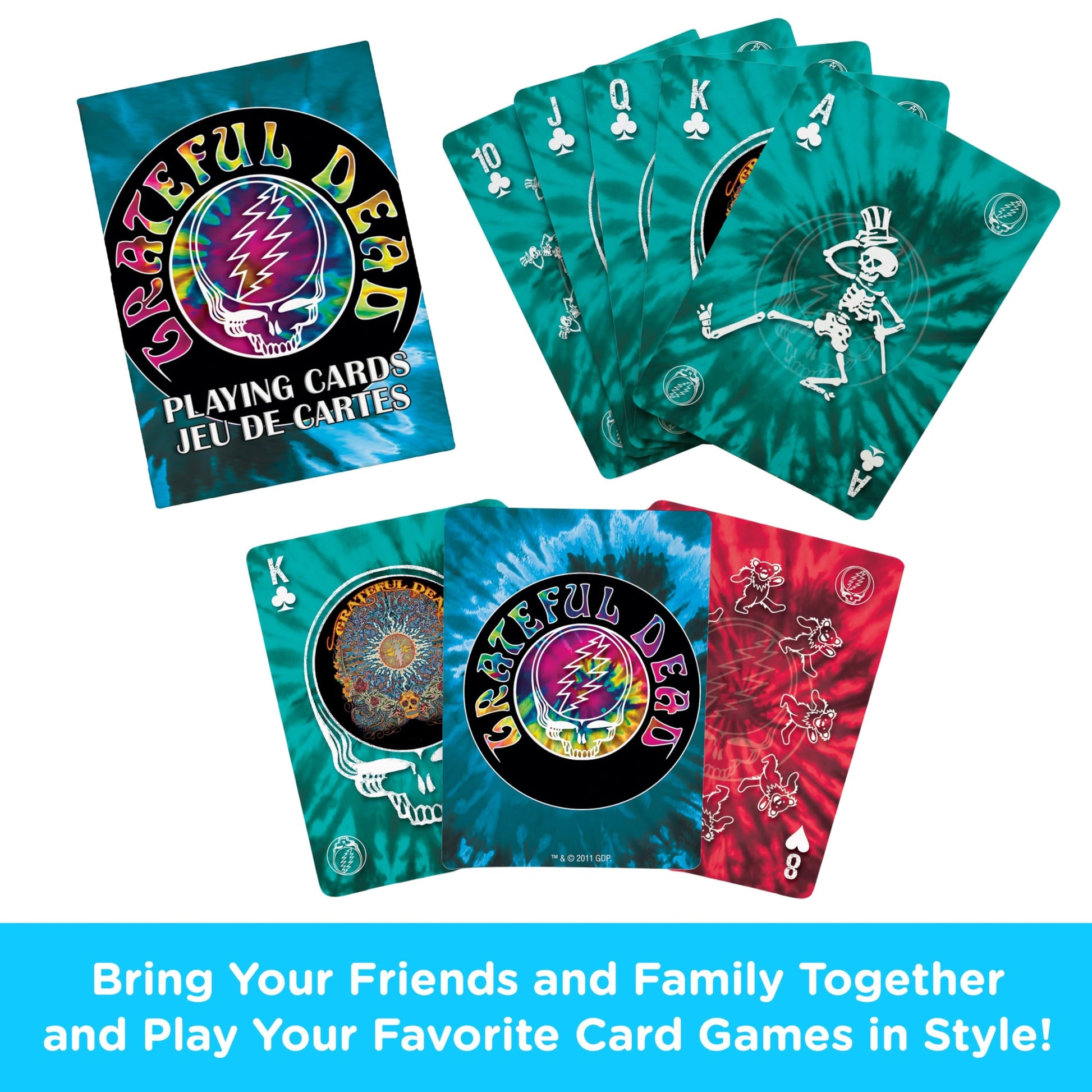 AQUARIUS Grateful Dead Playing Cards Standard Size - Themed Novelty Deck with 52 Unique Band Designs - Collectible Merchandise Gift for Teens