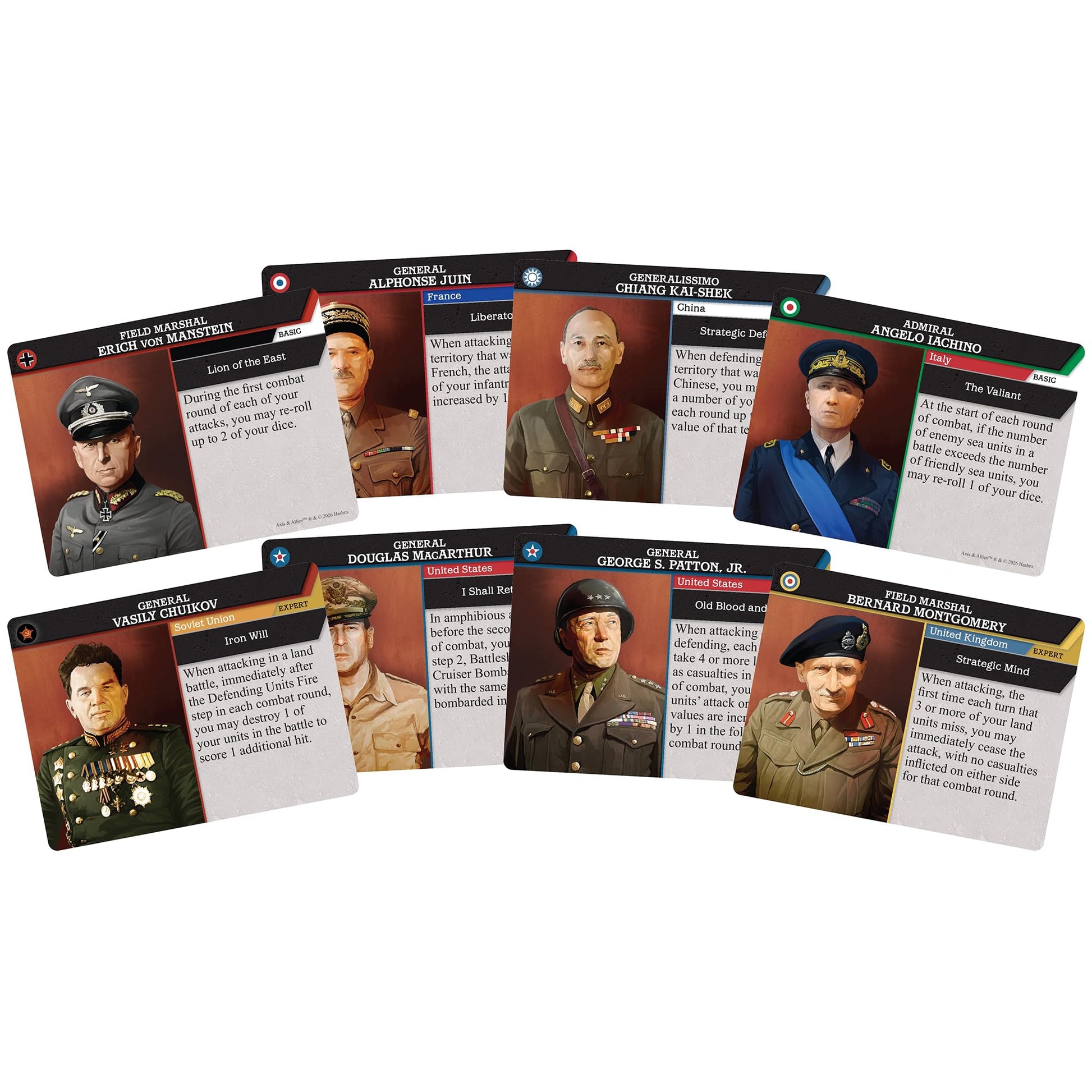 Renegade Game Studios Axis & Allies Commanders Expansion - 24 Double-Sided WWII Leader Tiles Strategy Game Accessor