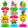 9 Pieces Cinco de Mayo Festival Honeycomb Centerpieces Table Decor, Mexican Fiesta Vibrant Cactus, Piñata, Taco and Sombrero Pattern Table Topper