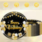 Cekivina 20Pcs Birthday Plates 9 Inch Large Paper Plates Black and Gold Party Tableware Dinner Plate Set, for Boys Girls Women Men Happy Birthday