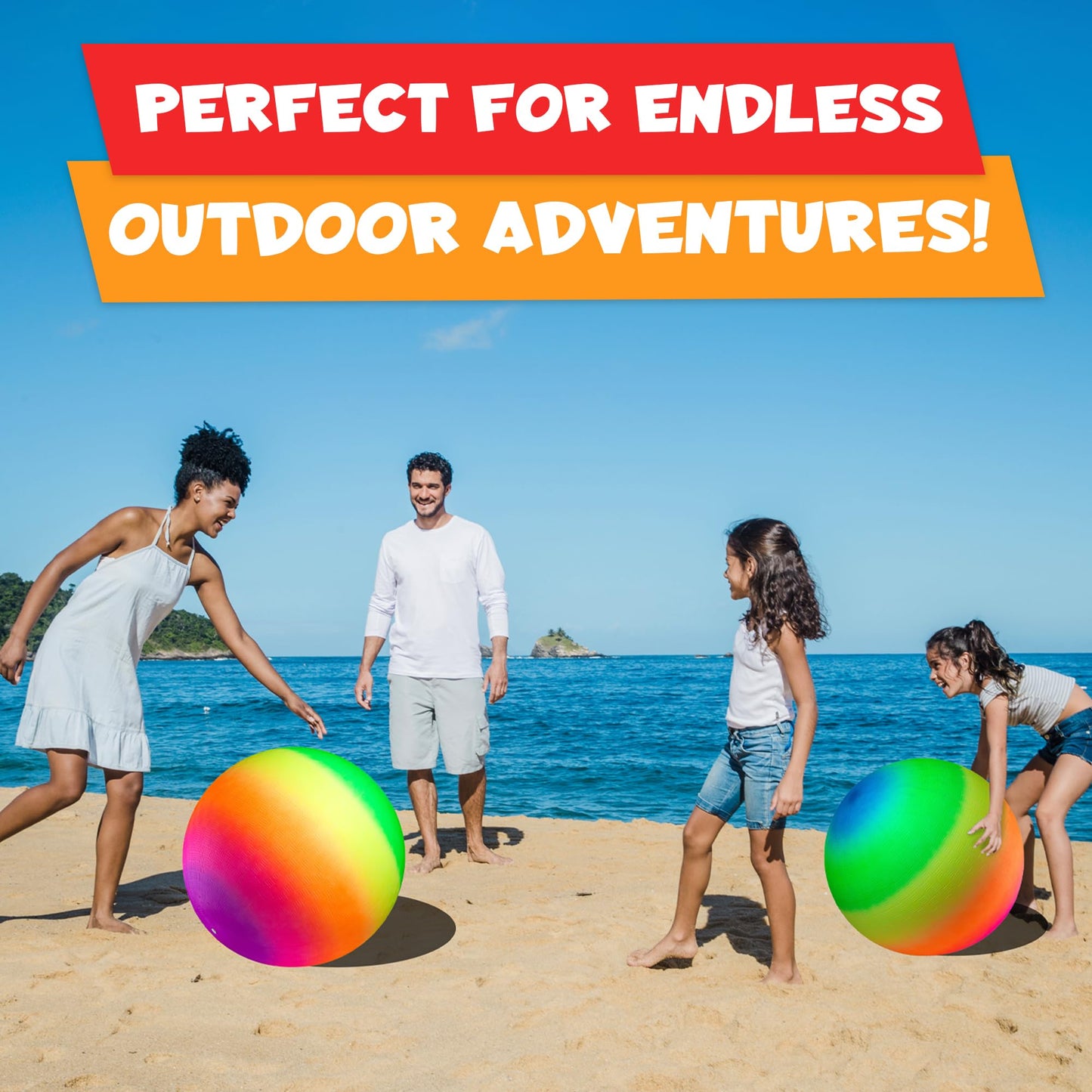 18-Inch Rainbow Playground Ball with Hand Pump, Jumbo Kickball for Kids