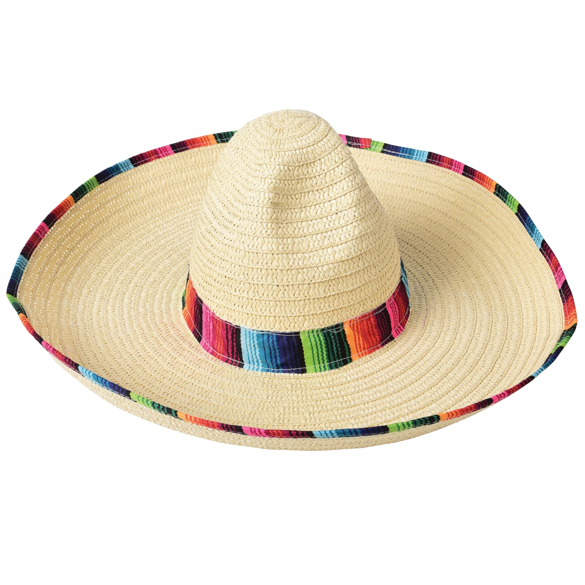 GiftExpress Mexican Sombrero Hat Child Size with Serape Trim, Straw Sombrero for Cinco de Mayo, Mexican Party and Fiesta