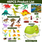 Ximoeo 46PCS Dinosaur Toys for Kids 3-5 5-7 Realistic Dinosaurs Figures Dino Eggs Trees Fence Playset Mat Large Dinosaur Head Accessories Dino World