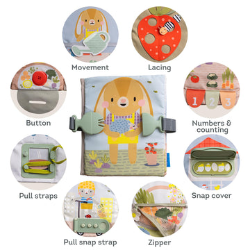 Taf Toys Busy Book for Toddlers 1-3 - Montessori Toys for 1 2 Year Old Boy Girl Birthday Gifts - Busy Book with Zippers, Buckles, Laces - Educational