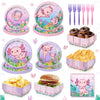 100PCS Pink Cartoon Axolotl Birthday Party Decorations, Axolotl Party Supplies Plates and Napkins Set, Axolotl Theme Paper Food Trays Large Food