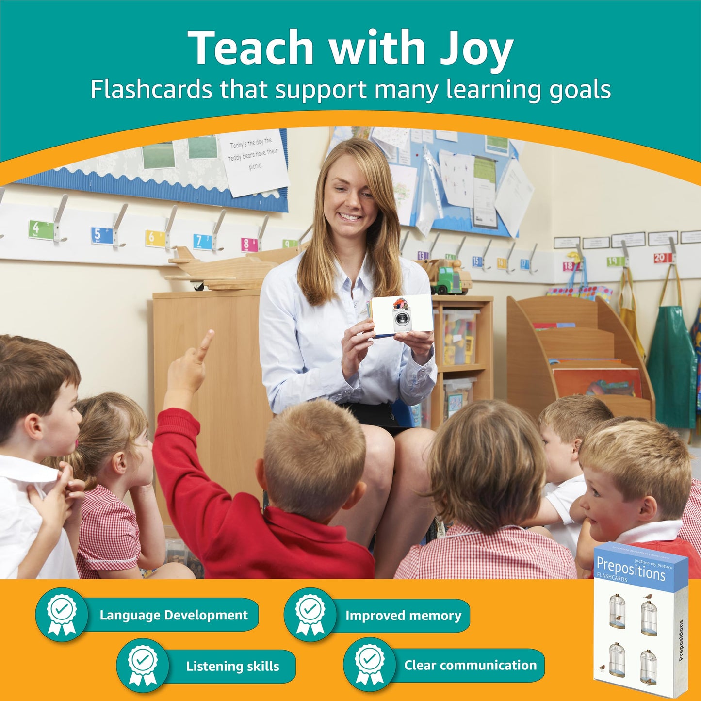 Picture My Picture Prepositions ABA Therapy Cards, 40 Real Photos, Age 3+
