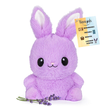 Boppsy Bunny Microwavable Easter Stuffed Animal, Weighted Heatable and Coolable Lavender Scented Plush for Kids and Adults, 1.5 lb, Warm Pals