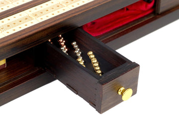 Regal Games Cribbage Board Game Set with Card Storage, Wooden Board & 9 Metal Pegs - Unique Luxury Classic Board Games - Ideal for 2-4 Person
