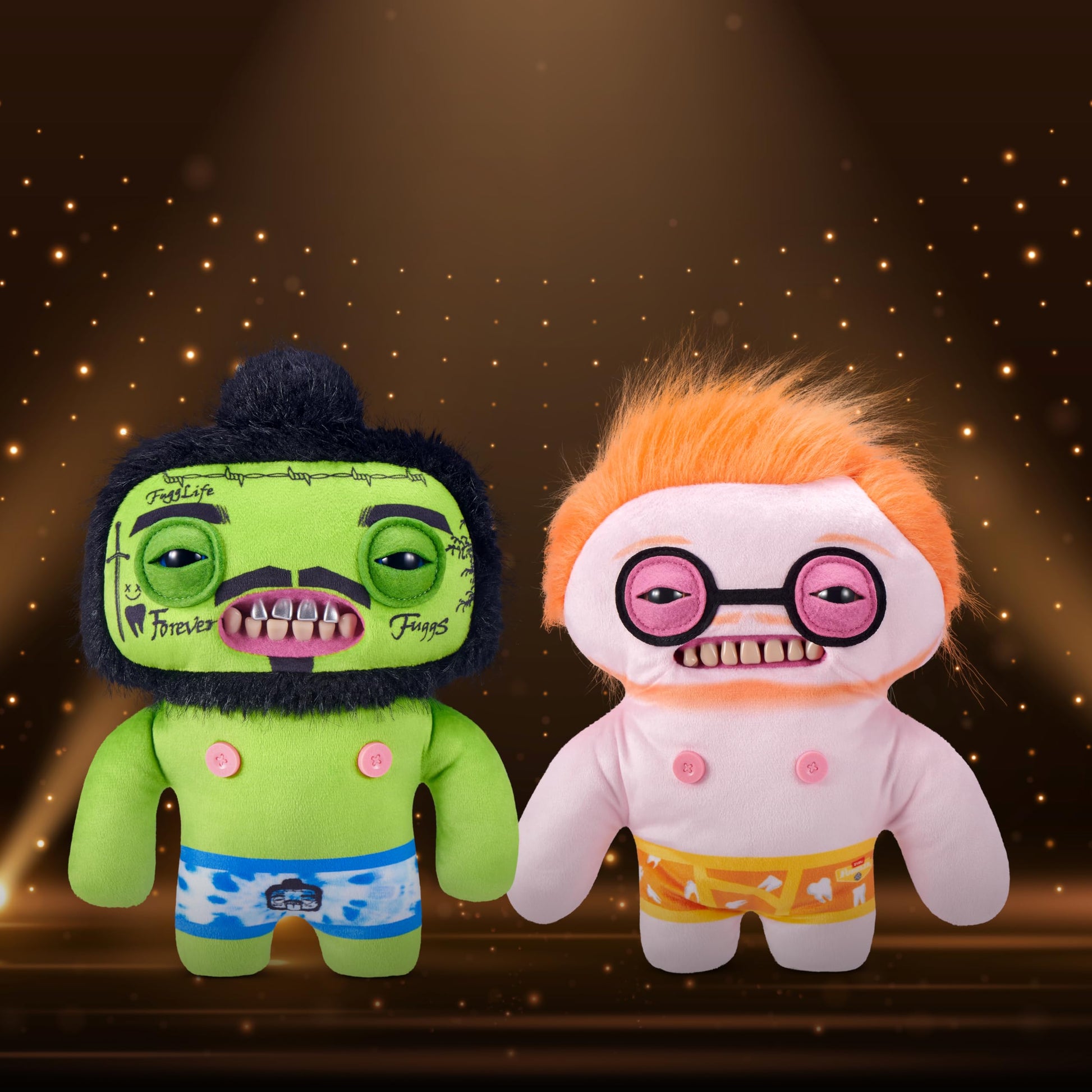 Fuggler Fugg Stars 9-Inch Plush Toy (Rhymer Mcslimer) by ZURU - Funny Ugly Monster Stuffed Animal with Human-Like Teeth, Collectible Plush for Kids