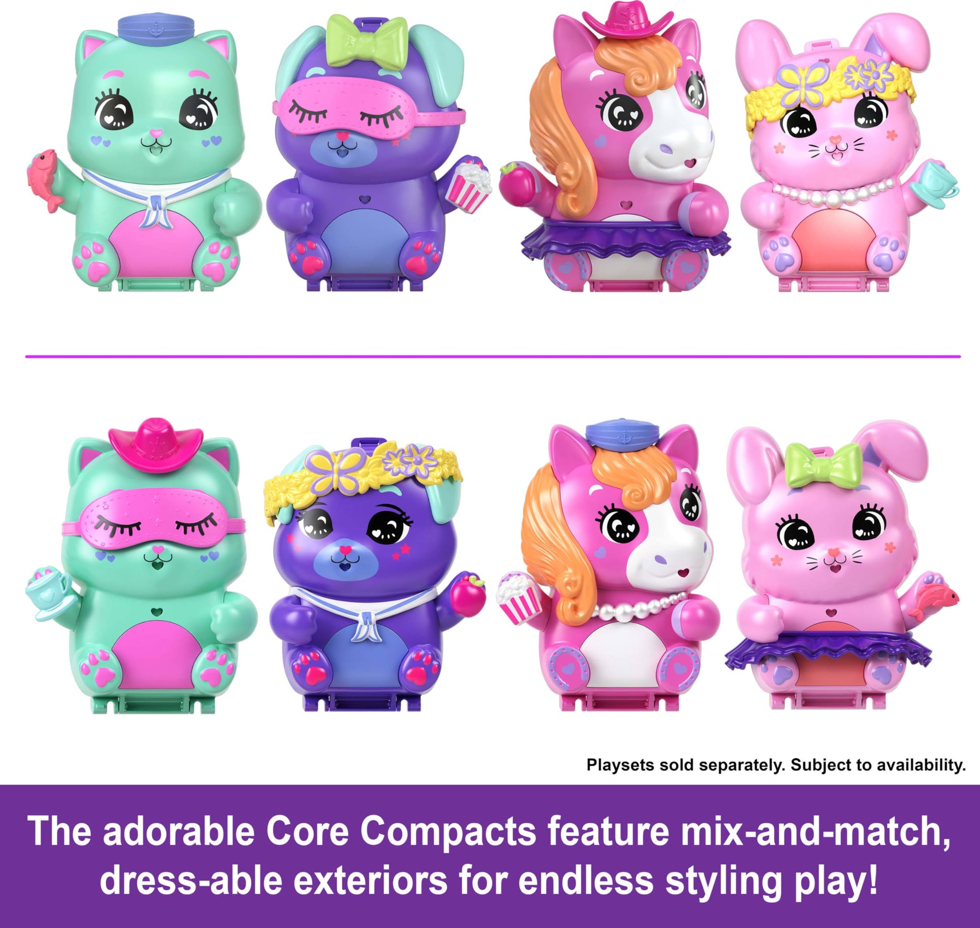 Polly Pocket Dolls and Playset, Set Sail Kitty Compact, Travel Toy with 1 Micro Doll, Pet Cats, Food & Fashion Styling Accessories