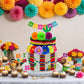33 PCS Mexican Fiesta Cake Topper Mini Mexican Papel Picado Banner Cactus Pepper Sombrero and Flower Cake Decor for Mexican Themed Party Decorations