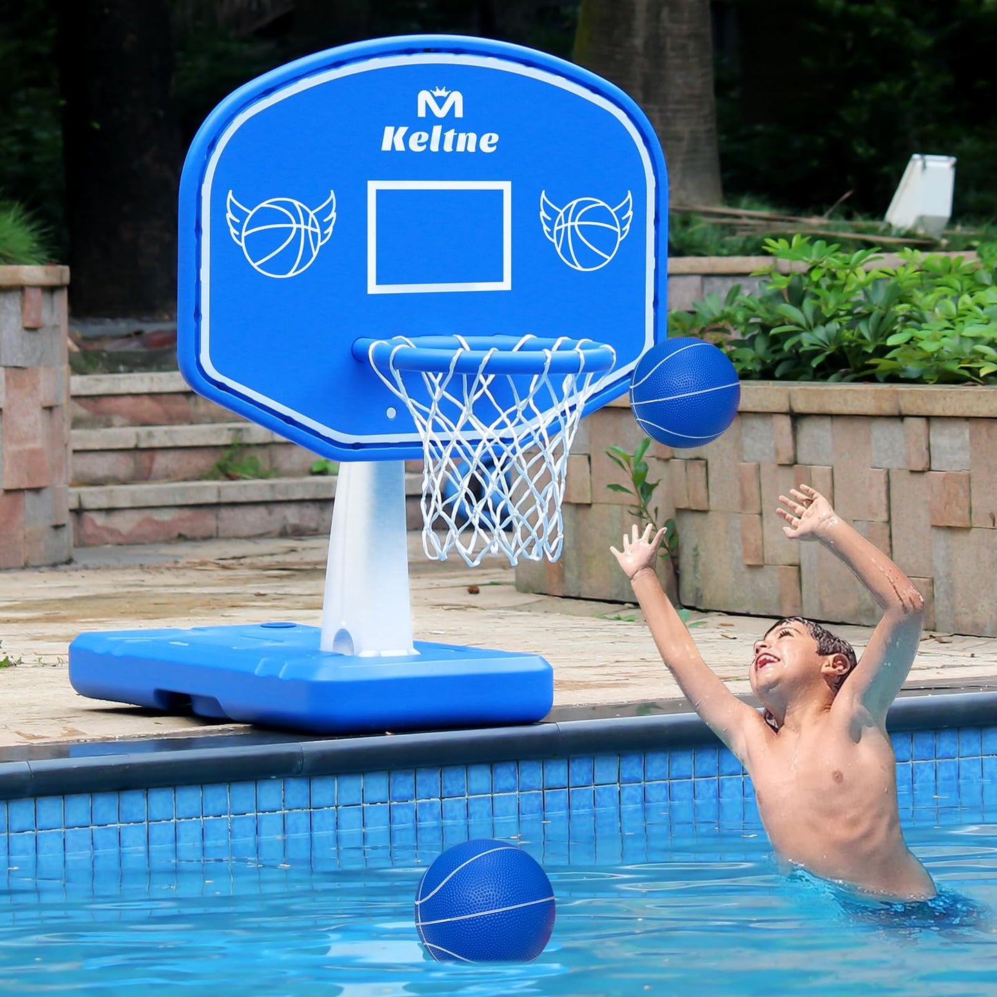 Pool Basketball Hoop Poolside, Large Pool Summer Water Basketball Hoop Game Toys with Lengthen Sturdy Base for Kids Boys Girls, Swimming Pool